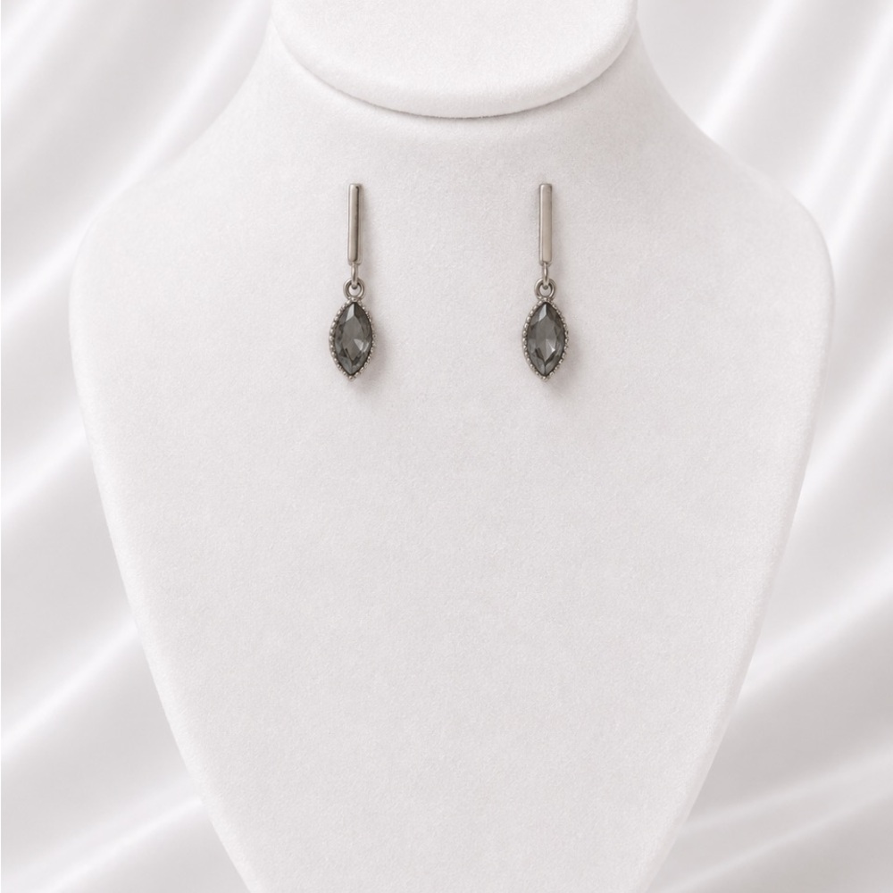 Marquise Drop Earrings in Smoky Gray